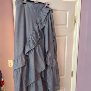 New York & Company Gray Ruffle Maxi Skirt